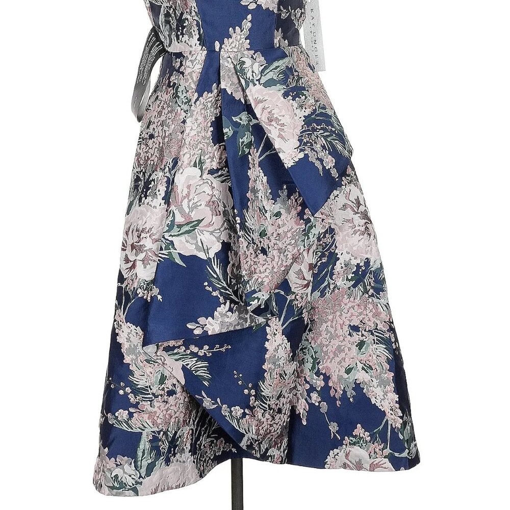 NWT Kay Unger metallic jewel and pastel floral tea dress, size 4 - Picture 2 of 12